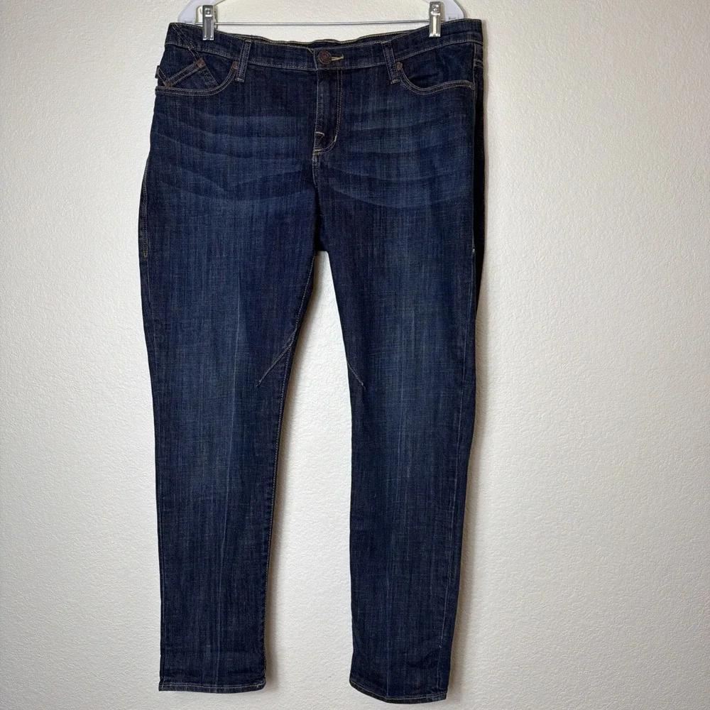 Rock & Republic Womens 12M Blue Emo Straight Stretch Jeans Dark Indigo Classic